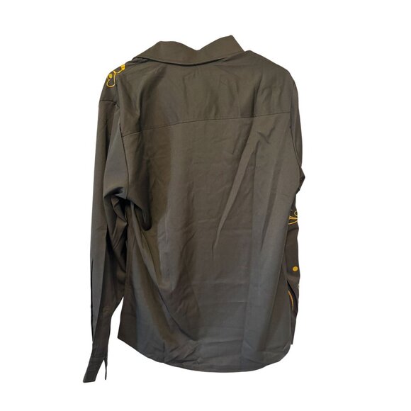 Zeroyaa Mens Black & Yellow Floral Dress Shirt Size M - Picture 2 of 4